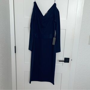 Elegant Navy Blue Long Sleeve Dress